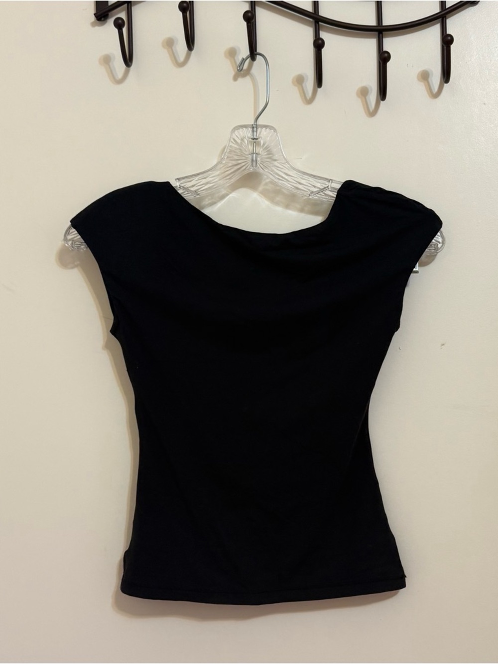 Classic Black Cap-Sleeve Backless Women's Top